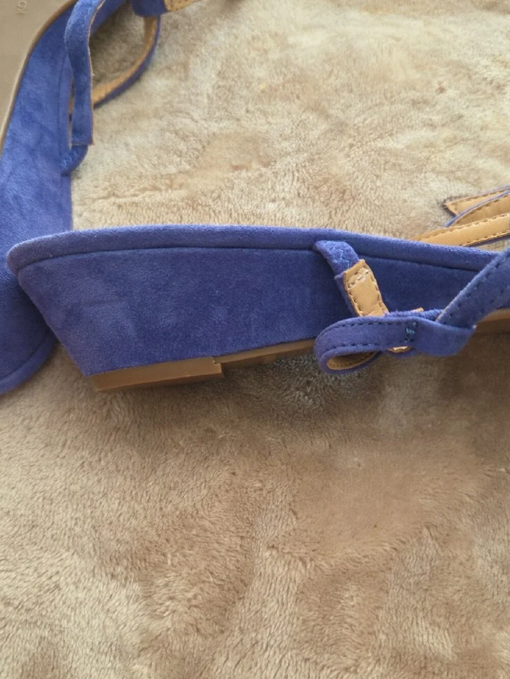 Talbots Purple Suede Ruffle Ankle-Strap Sandals